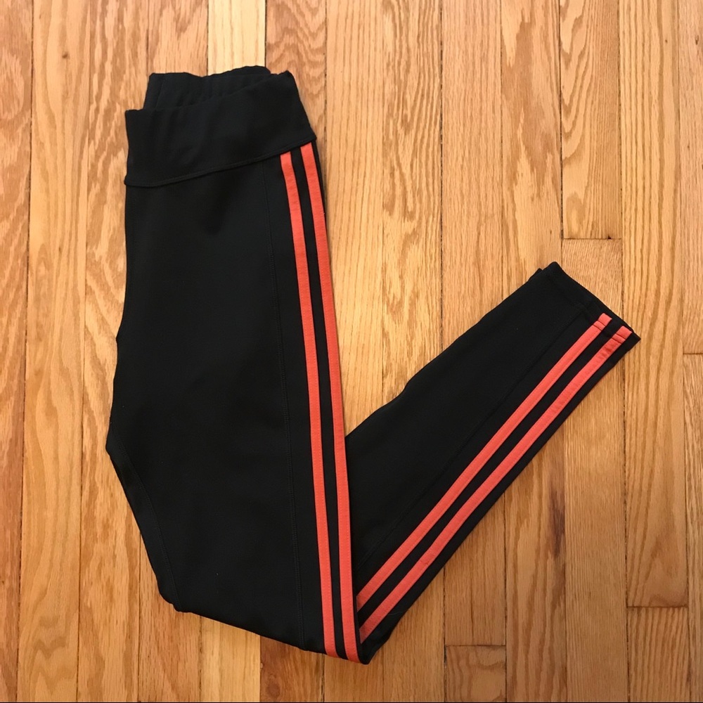 Black PopFit Leggings w/ Orange Racing Stripes, M